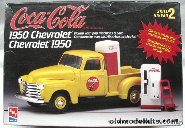 AMT 1/25 1950 Chevrolet 3100 Pickup Truck with Two Completely Finished Die-Cast Classic Coca-Cola Machines and Hand Cart, 50824 plastic model kit